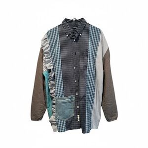 Upcycled Patchwork Button-Up Shirt